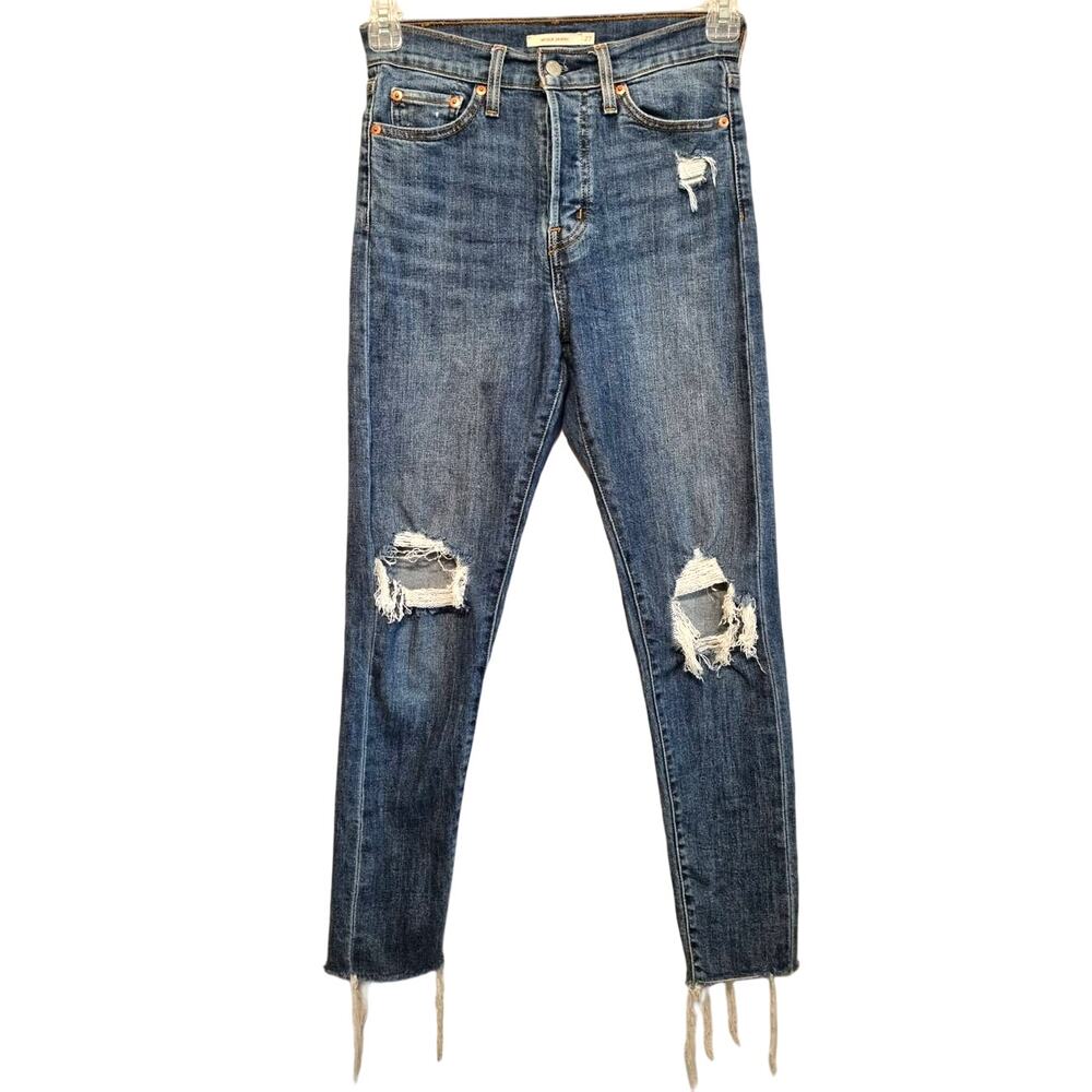 Levi's Wedgie Skinny 4309 Destroyed Distressed Hi-Rise Button Fly Jeans Size 27